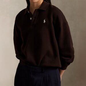 NWOT Polo Ralph Lauren Cotton Blend Fleece Polo Sweatshirt
Color: Brown
